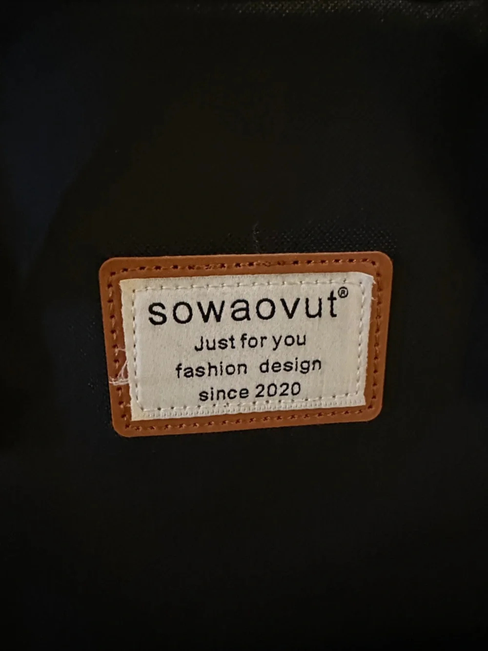 sowaovut Black backpack with Tan Trim Label